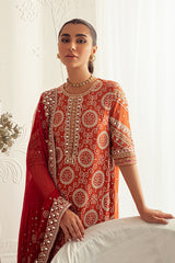 CRIMSON RUBY-4PC CHIFFON EMBROIDERED SUIT