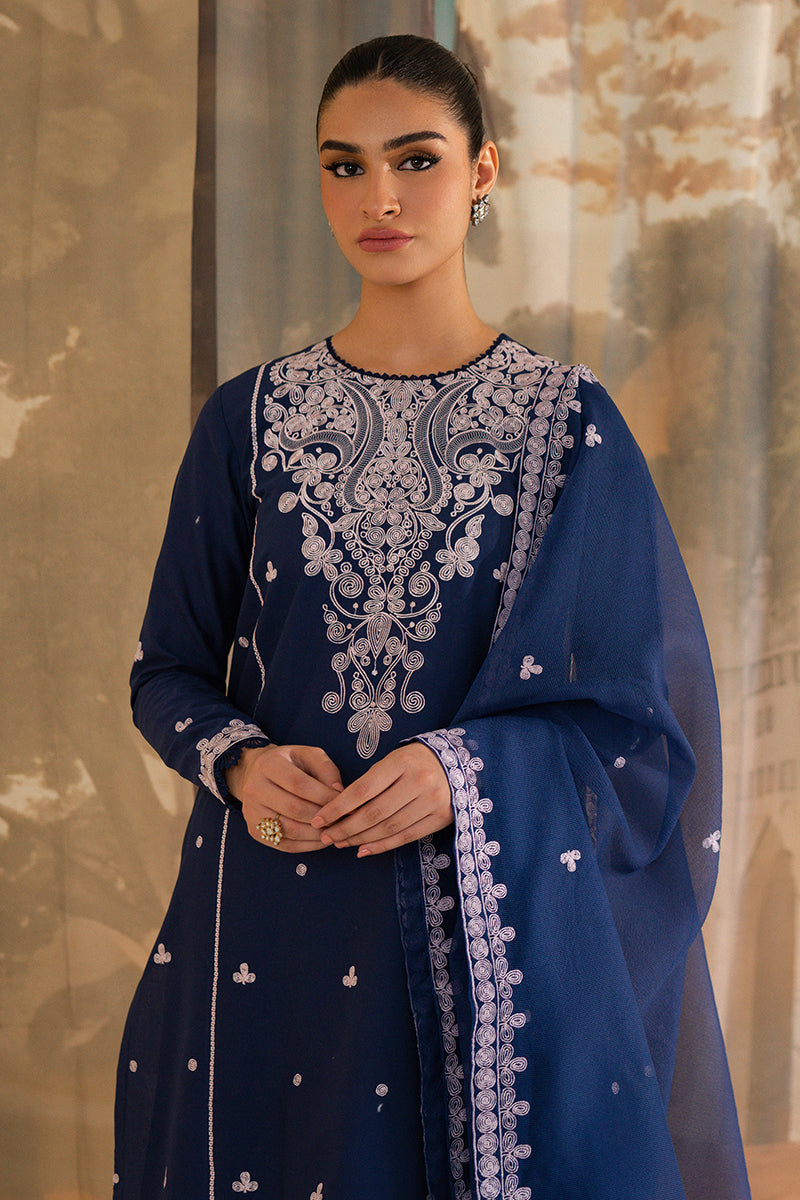 COBALT BLOOM-3PC LAWN EMBROIDERED SUIT