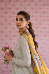 SILVER LUCENT-3PC EMBROIDERED LAWN SUIT