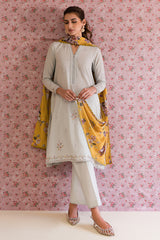 SILVER LUCENT-3PC EMBROIDERED LAWN SUIT