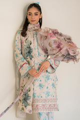 BLUE MIST-3PC PRINTED LAWN SUIT