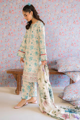 BLUE MIST-3PC PRINTED LAWN SUIT