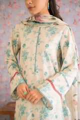 BLUE MIST-3PC PRINTED LAWN SUIT