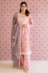 ROSE GLEAM-3PC PRINTED LAWN SUIT