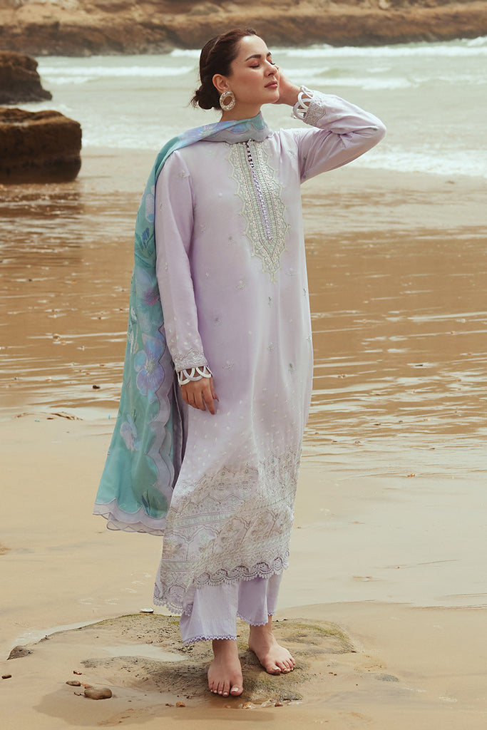 LAVENDER DUST-3PC SATIN EMBROIDERED SUIT