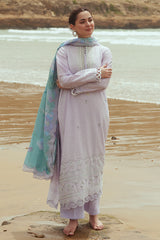 LAVENDER DUST-3PC SATIN EMBROIDERED SUIT