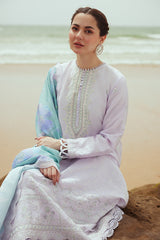 LAVENDER DUST-3PC SATIN EMBROIDERED SUIT