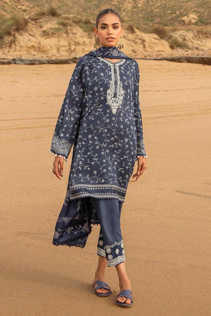 SAPPHIRE MUZE-3PC SATIN PRINTED SUIT