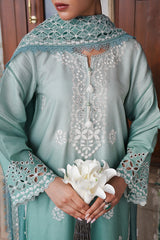 AQUA MELODY-3PC SATIN EMBROIDERED SUIT