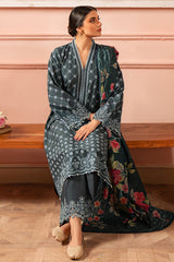 AZURE SERENITY-3 PIECE EMBROIDERED SUIT