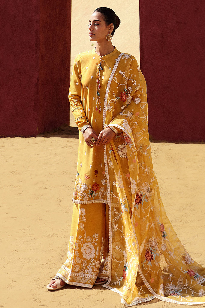 MAIZE OCHRE-3 PIECE EMBROIDERED LAWN SUIT