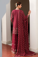 CRIMSON CASCADE-3PC CHIFFON EMBROIDERED PRET