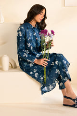 PEACOCK BLUE-2 PC PRINTED LAWN SUIT