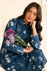 PEACOCK BLUE-2 PC PRINTED LAWN SUIT