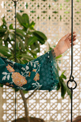 VIBRANT SPRUCE-3PC EMBROIDERED CAMBRIC SUIT