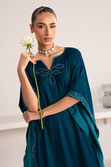 STARDUST DRAPE EMBROIDERED VELVET SHIRT