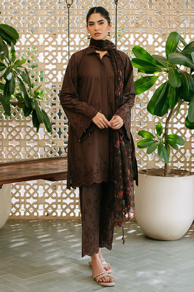 FLORET GLAM-3PC EMBROIDERED CAMBRIC SUIT