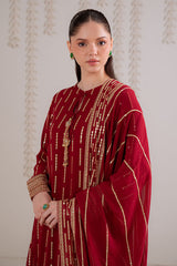 VERMILION BERRY-4PC CHIFFON EMBROIDERED SUIT