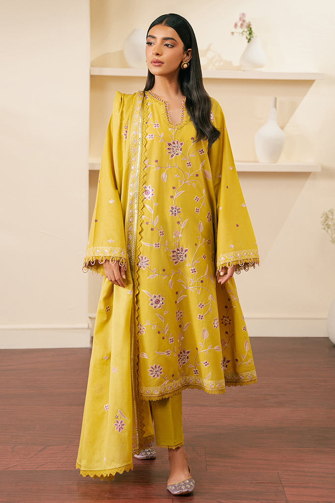 ORCHID MOSS-3 PIECE EMBROIDERED CAMBRIC SUIT