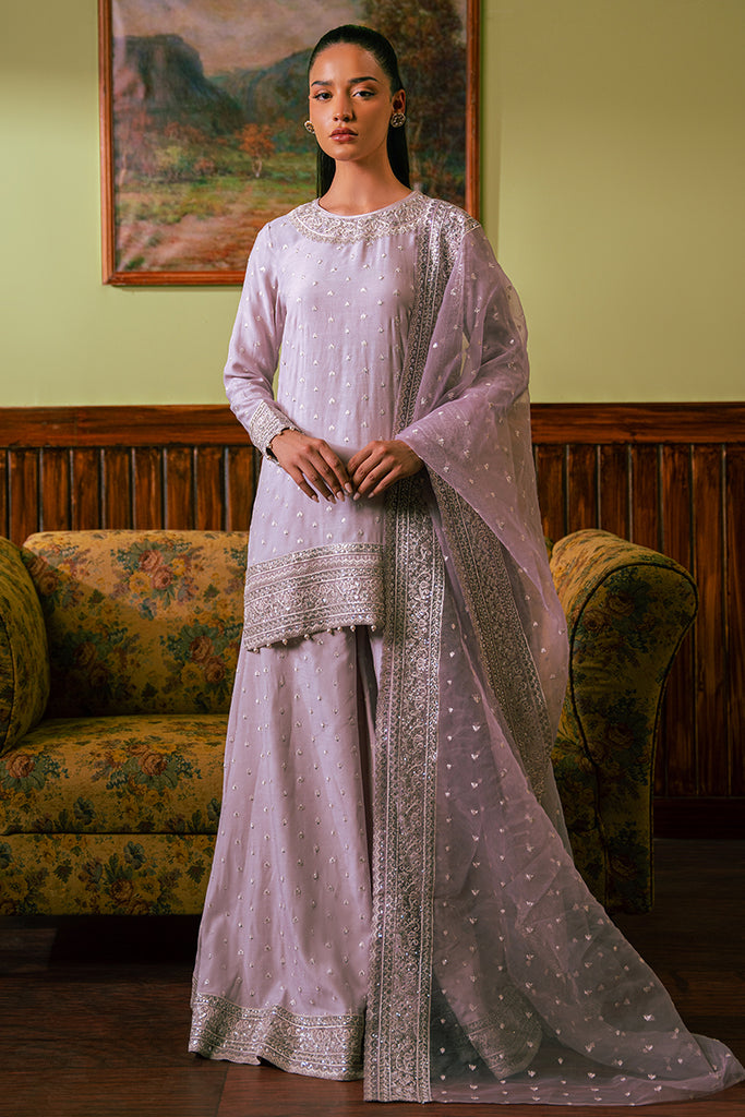 WISTERIA PLUM-3 PIECE EMBROIDERED SILK SUIT