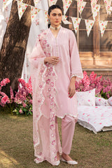 CAMEO PINK-3 PIECE EMBROIDERED JACQUARD SUIT