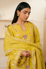 ORCHID MOSS-3 PIECE EMBROIDERED CAMBRIC SUIT