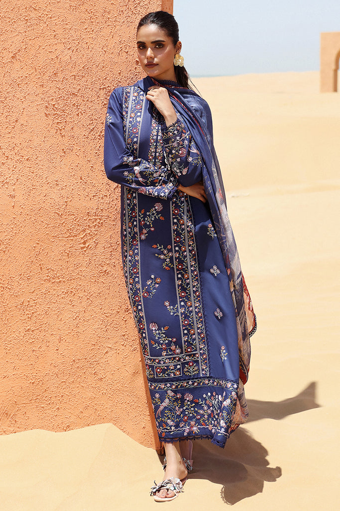 SAPPHIRE BLUE-STITCH 3PC: LAWN EMBROIDERED SUIT
