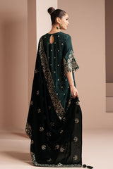 EMERALD GRACE-3 PIECE EMBROIDERED ORGANZA SUIT