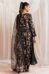 GRAPHITE GLOW-3 PIECE EMBROIDERED SILK SUIT