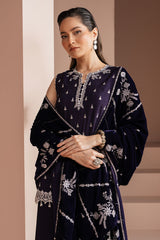 PURPLE MAJESTY-3 PIECE EMBROIDERED SILK SUIT