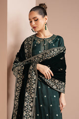 EMERALD GRACE-3 PIECE EMBROIDERED ORGANZA SUIT