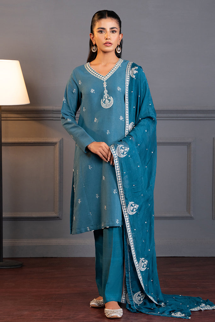 CRYSTAL TEAL-2 PC (SHIRT & DUPATTA)