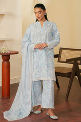 BALLARD BLUE-3 PIECE EMBROIDERED CAMBRIC SUIT