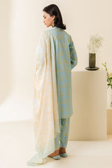 BLUE FOLIAGE-3 PIECE PRINTED LAWN SUIT