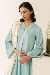 BLUE FOLIAGE-3 PIECE PRINTED LAWN SUIT