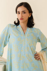 BLUE FOLIAGE-3 PIECE PRINTED LAWN SUIT