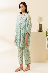 AQUA MINT-2 PIECE PRINTED LAWN SUIT