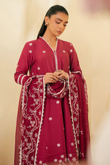 ROSE IMPRESSION-3 PIECE EMBROIDERED CAMBRIC SUIT