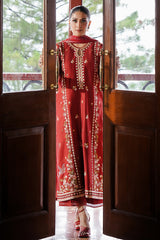 RUBY WHISPER-3PC SATIN EMBROIDERED SUIT