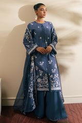 CRYSTAL FLORA-3 PIECE EMBROIDERED CAMBRIC SUIT