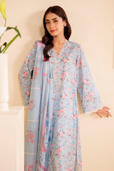 MYSTIQUE BLUE-3 PIECE PRINTED LAWN SUIT