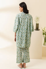 AQUA MINT-2 PIECE PRINTED LAWN SUIT