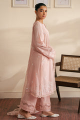 SILVER PINK-3 PIECE EMBROIDERED CAMBRIC SUIT