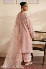 SILVER PINK-3 PIECE EMBROIDERED CAMBRIC SUIT