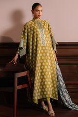 OLIVE DRAB-4PC NET EMBROIDERED SUIT