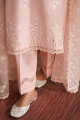 SILVER PINK-3 PIECE EMBROIDERED CAMBRIC SUIT