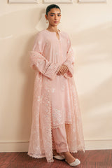 SILVER PINK-3 PIECE EMBROIDERED CAMBRIC SUIT