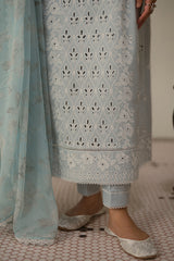 BLUE FLAIR-3 PC CHIKANKARI SUIT