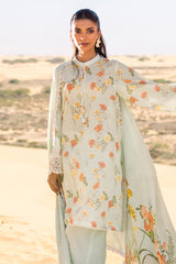 AQUA GLAZE-3 PIECE PRINTED LAWN SUIT