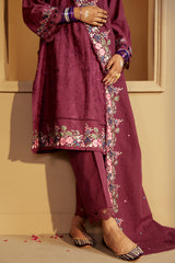 PLUM RADIANCE-3 PC KHADDAR EMBROIDERED SUIT